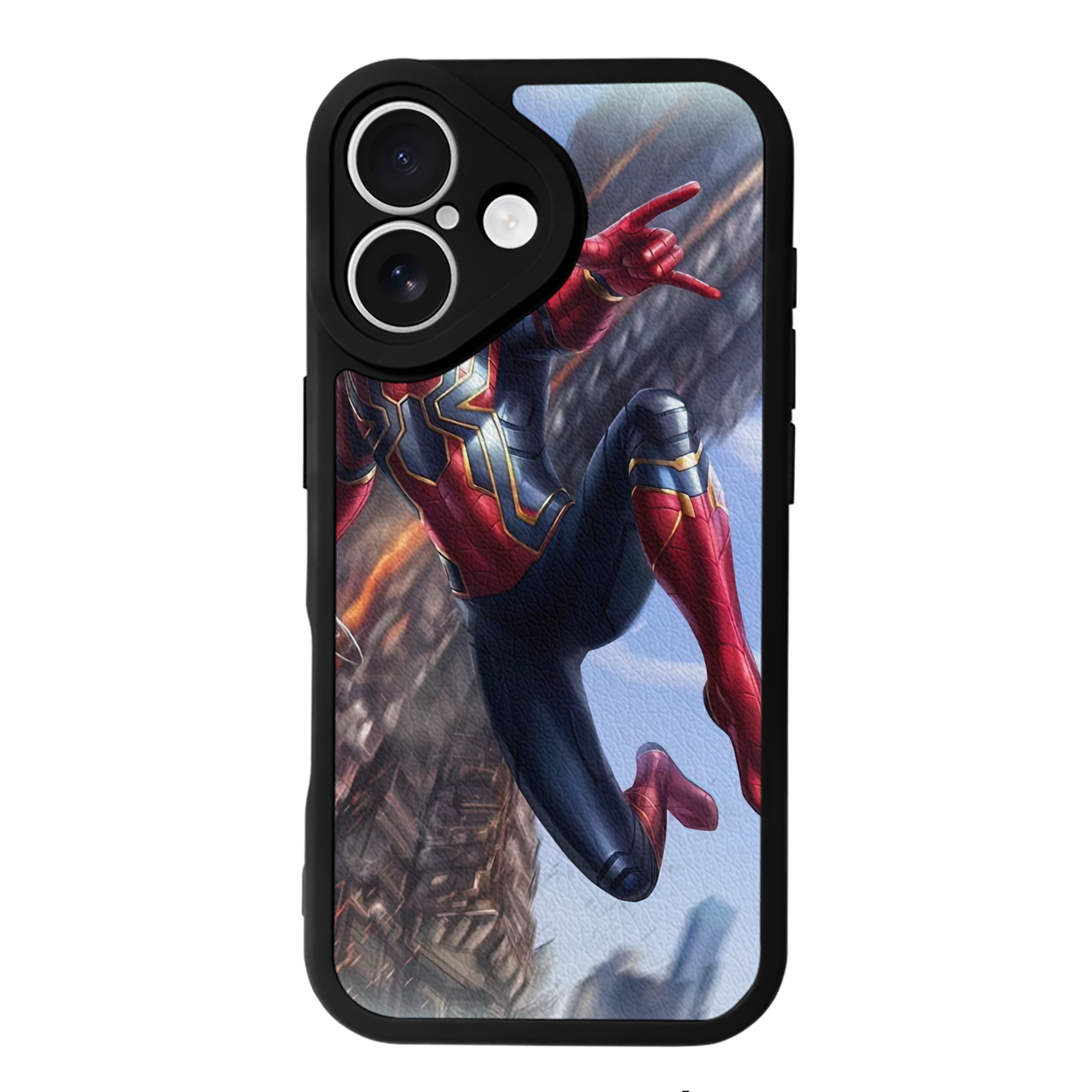 （画像用） Spider Man スパイダーマン 【iPhone 16シリーズ対応】シリコンスマホケース（レザー調） 材質：シリコン